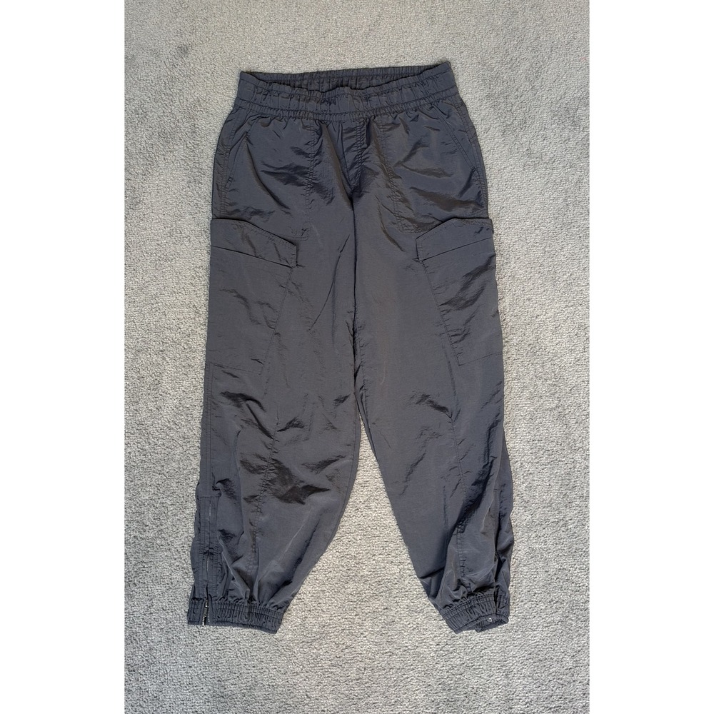 Old Navy Womens S Petite Quick Dry Cargo Parachute Track Pants Zip Ankle Gray